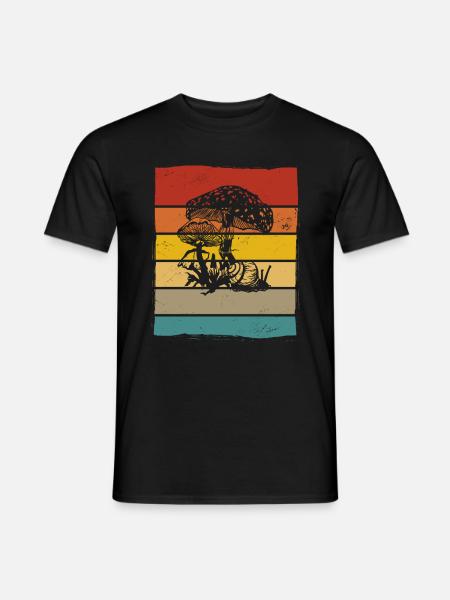 Pilz Pilze Steinpilz Fliegenpilz Retro Geschenk - Männer T-Shirt - Schwarz