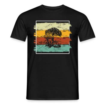 Mushroom Mushrooms Boletus Toadstool Retro Gift - Men's T-Shirt - black - Front - AI Model Male 178 light (178cm)