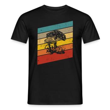 Mushroom Mushrooms Boletus Toadstool Retro Gift - Men's T-Shirt - black - Front - AI Model Male 178 light (178cm)