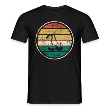 Cherry Fruit Retro Round Fruits Rouge Cadeau - T-shirt homme - noir - Devant - AI Model Male 178 light (178cm)