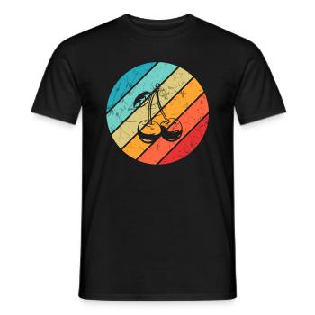 Cerise Retro Fruit Fruit Round - T-shirt homme - noir - Devant - AI Model Male 178 light (178cm)