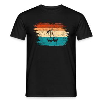 Cherry Fruit Retro Fruits Red Gift - Men's T-Shirt - black - Front - AI Model Male 178 light (178cm)