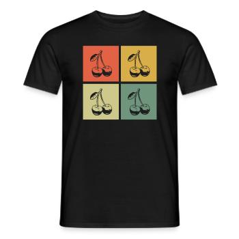Cherry Fruit Retro Fruits Red Gift - Men's T-Shirt - black - Front - AI Model Male 178 light (178cm)