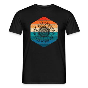 Sonnenblume Retro Geschenk - Männer T-Shirt - Schwarz - Vorne - AI Model Male 178 light (178cm)