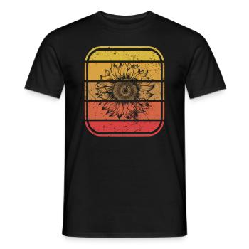 Sonnenblume Blüte Blume Retro Geschenk - Männer T-Shirt - Schwarz - Vorne - AI Model Male 178 light (178cm)