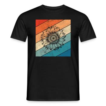 Sonnenblume Retro Geschenk - Männer T-Shirt - Schwarz - Vorne - AI Model Male 178 light (178cm)
