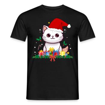 Lustige Weihnachtskatzen - Männer T-Shirt - Schwarz - Vorne - AI Model Male 178 light (178cm)