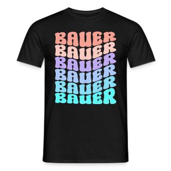 Vibrant Bauer Lettering Cool Retro Style - Men's T-Shirt - black - Front - AI Model Male 178 light (178cm)