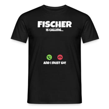 FIscher is Calling Family Gift Idea - Men's T-Shirt - black - Front - AI Model Male 178 light (178cm)