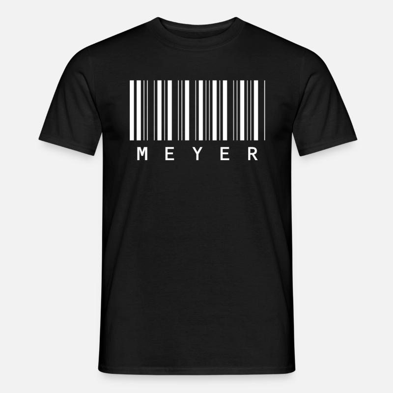 Meyer Barcode Familienname Balkencode Geschenk - Männer T-Shirt - Schwarz