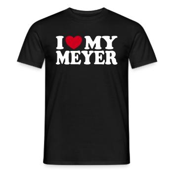 J’aime le cadeau de famille du nom de famille Meyer - T-shirt homme - noir - Devant - AI Model Male 178 light (178cm)
