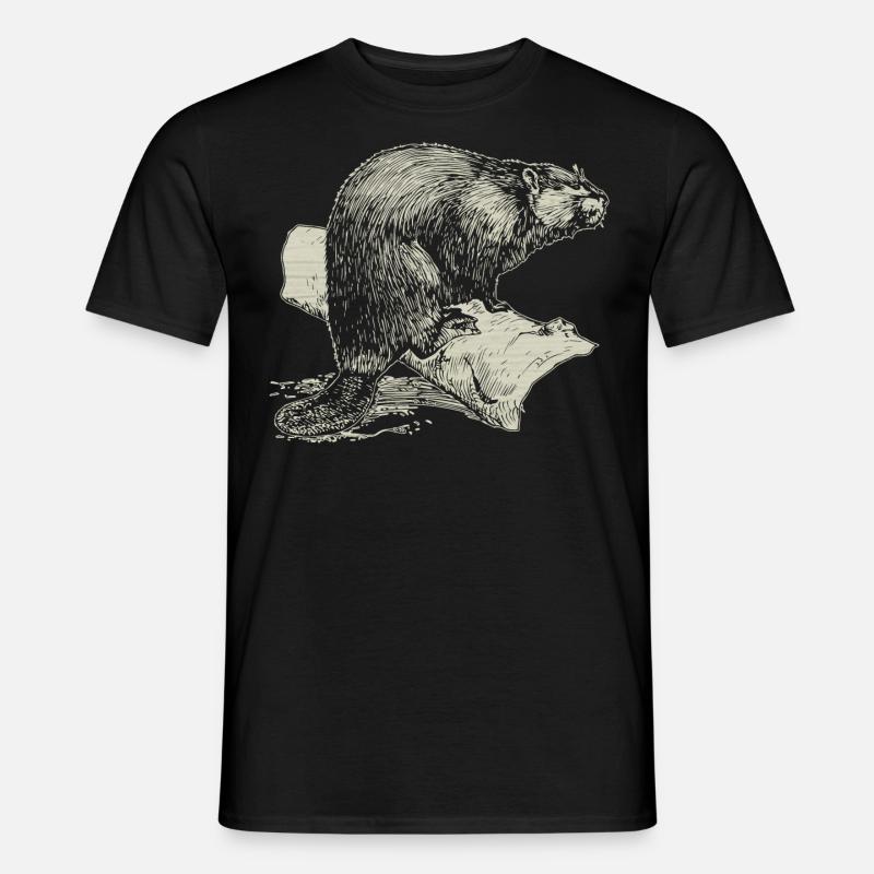 Biber Biberratte Tier Nagetier Geschenk - Männer T-Shirt - Schwarz