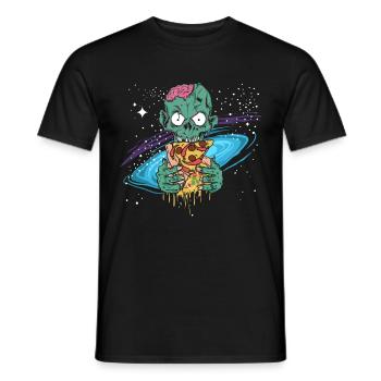 Cadeau de pizza de l'espace zombie halloween - T-shirt homme - noir - Devant - AI Model Male 178 light (178cm)