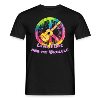 Ukulele Hippie Instrument Geschenk Frieden Liebe - Männer T-Shirt - Schwarz - Vorne - AI Model Male 178 light (178cm)