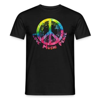 Musique Hippie Musique Danse Coloré Peace Cadeau - T-shirt homme - noir - Devant - AI Model Male 178 light (178cm)