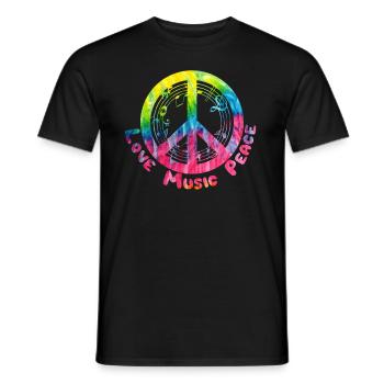 Musique Hippie Musique cadeau paix paix Amour - T-shirt homme - noir - Devant - AI Model Male 178 light (178cm)