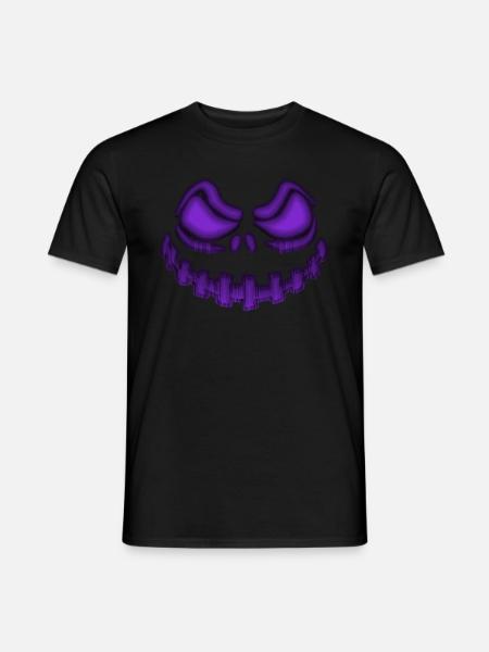 Halloween Kürbis streifen böse lila - Männer T-Shirt - Schwarz