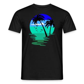 Plage plage natation vacances île palmes Hawaï - T-shirt homme - noir - Devant - AI Model Male 178 light (178cm)