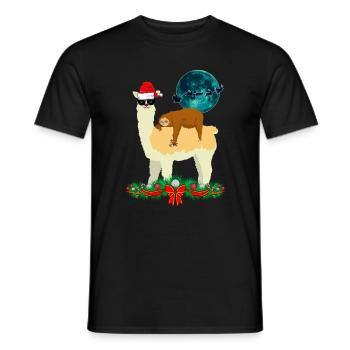 Cooles Lama Schlafendes Faultier Weihnachten Xmas - Männer T-Shirt - Schwarz - Vorne - AI Model Male 178 light (178cm)