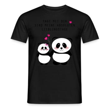 Panda Bear Panda Love Friends Friendship Love - Men's T-Shirt - black - Front - AI Model Male 178 light (178cm)