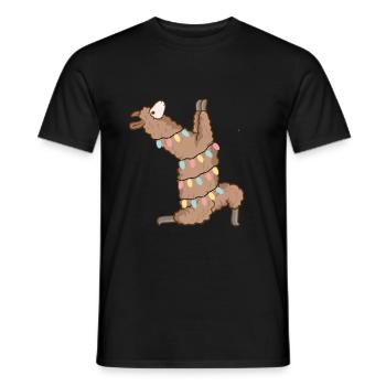 Joyeux Noël Lama Alpaga Cadeau De Noël - T-shirt homme - noir - Devant - AI Model Male 178 light (178cm)
