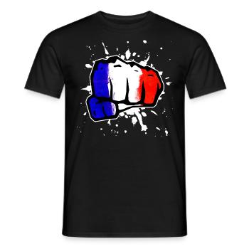 France fist flag flag national colors fight - Men's T-Shirt - black - Front - AI Model Male 178 light (178cm)