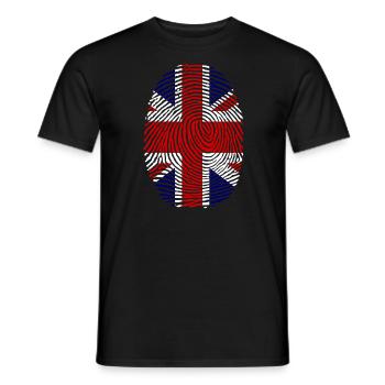 United Kingdom fingerprint finger English flag - Men's T-Shirt - black - Front - AI Model Male 178 light (178cm)