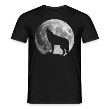 Full Moon Wolf - Men's T-Shirt - black - Front - AI Model Male 178 light (178cm)