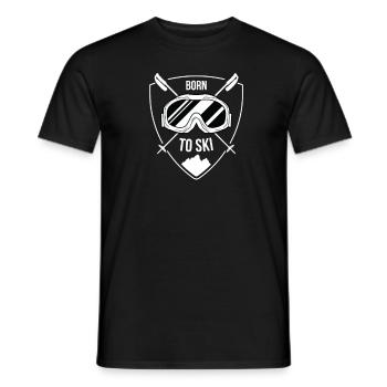 Born To Ski Sports d'hiver Piste de ski Vacances au ski Remontées mécaniques - T-shirt homme - noir - Devant - AI Model Male 178 light (178cm)