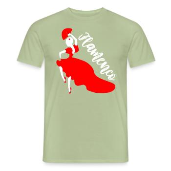 Flamenco Danse - T-shirt homme - vert sauge - Devant - AI Model Male 178 light (178cm)