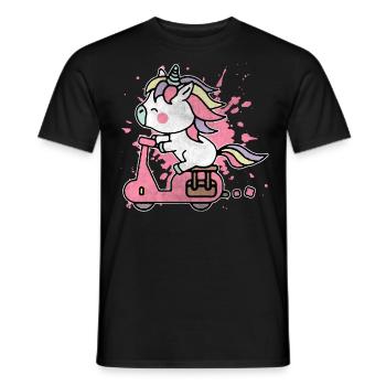 Motorcycle Biker Unicorn Fairy Moped Girl Pony - Men's T-Shirt - black - Front - AI Model Male 178 light (178cm)