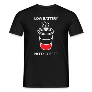 Low Battery Need Coffee Coffee saying - Men's T-Shirt - black - Front - AI Model Male 178 light (178cm)