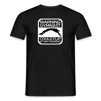 Warning Gymnast Could Flip At Any Moment Gymnastics - Men's T-Shirt - black - Front - AI Model Male 178 light (178cm)