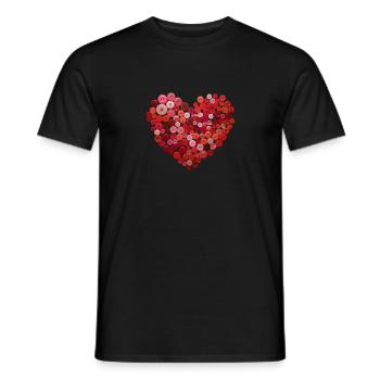 Red heart I buttons love gift to women girlfriend - Men's T-Shirt - black - Front - AI Model Male 178 light (178cm)