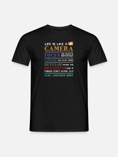 Life is Like A Camera Fotografie Fotograf Kamera - Männer T-Shirt - Schwarz