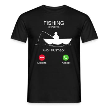 Fishing is calling and i must go - Men's T-Shirt - black - Front - AI Model Male 178 light (178cm)
