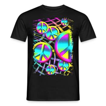 colourful PEACE web - Männer T-Shirt - Schwarz - Vorne - AI Model Male 178 light (178cm)