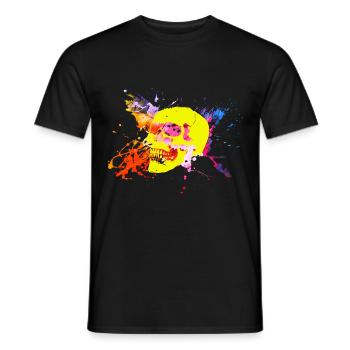 Schädel Splash Neon Farben - Männer T-Shirt - Schwarz - Vorne - AI Model Male 178 light (178cm)