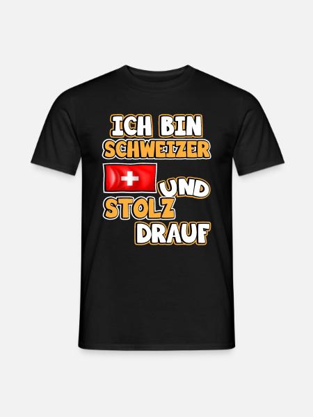 Schweiz Flagge. Ich bin Schweizer und stolz drauf. - Männer T-Shirt - Schwarz