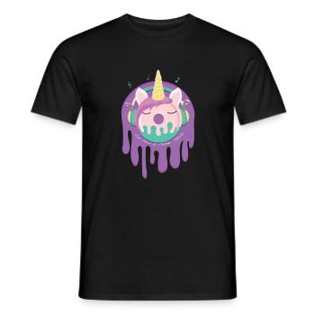 Unicorn Unicorn Donut Music Listen Lists Music - Men's T-Shirt - black - Front - AI Model Male 178 light (178cm)