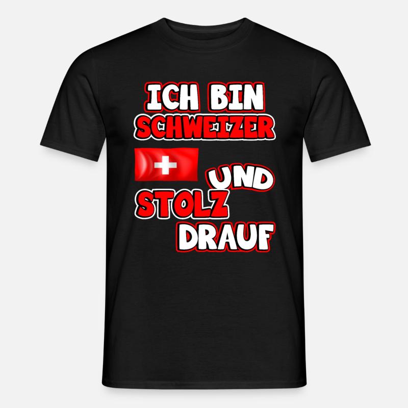 Schweiz Flagge. Ich bin Schweizer und stolz drauf. - Männer T-Shirt - Schwarz