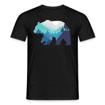 Bear Silhouette Mountains Horizon Moon Gift - Men's T-Shirt - black - Front - AI Model Male 178 light (178cm)