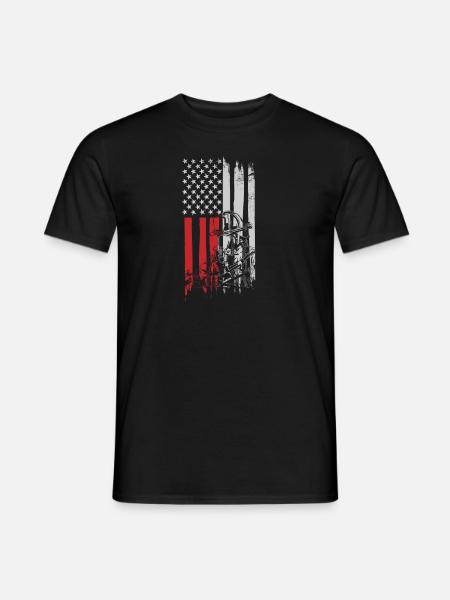 Pompiers ÉTATS-UNIS Drapeau pompier cadeau - T-shirt homme - noir