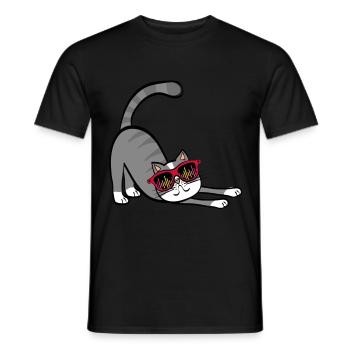 cool cat - Men's T-Shirt - black - Front - AI Model Male 178 light (178cm)