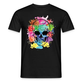 Colorful skull - Men's T-Shirt - black - Front - AI Model Male 178 light (178cm)
