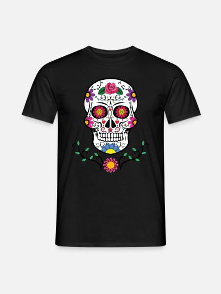 Skull - Colorful - Mustache - Beard - Men's T-Shirt - black