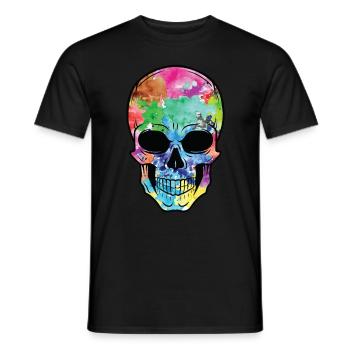 Colorful skull - Men's T-Shirt - black - Front - AI Model Male 178 light (178cm)