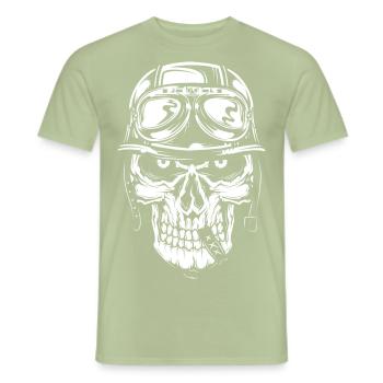tête de mort 03 moto mal mort mort shirt - T-shirt homme - vert sauge - Devant - AI Model Male 178 light (178cm)