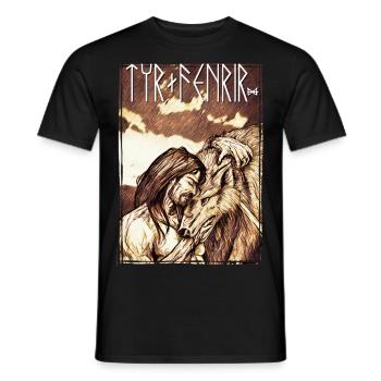 Tyr + Fenrir - Männer T-Shirt - Schwarz - Vorne - AI Model Male 178 light (178cm)