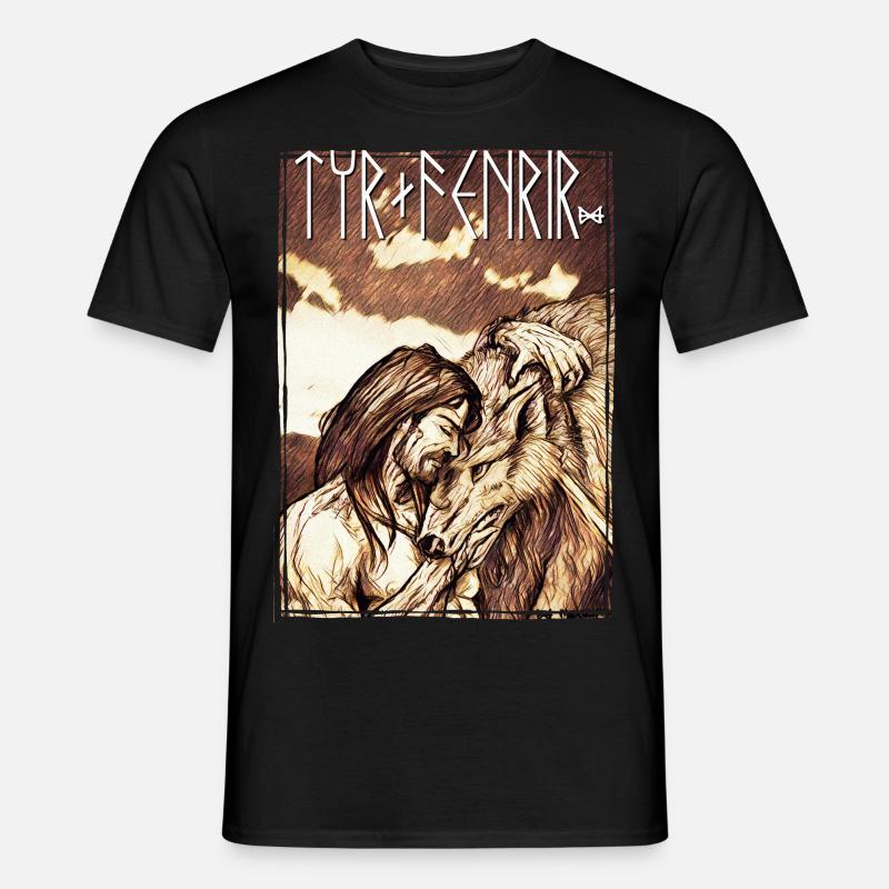 Tyr + Fenrir - Männer T-Shirt - Schwarz
